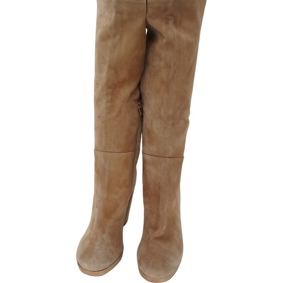 Steve Madden Marcello Knee High Suede Boots Block Heel Tan Women US 10 - Picture 5 of 6